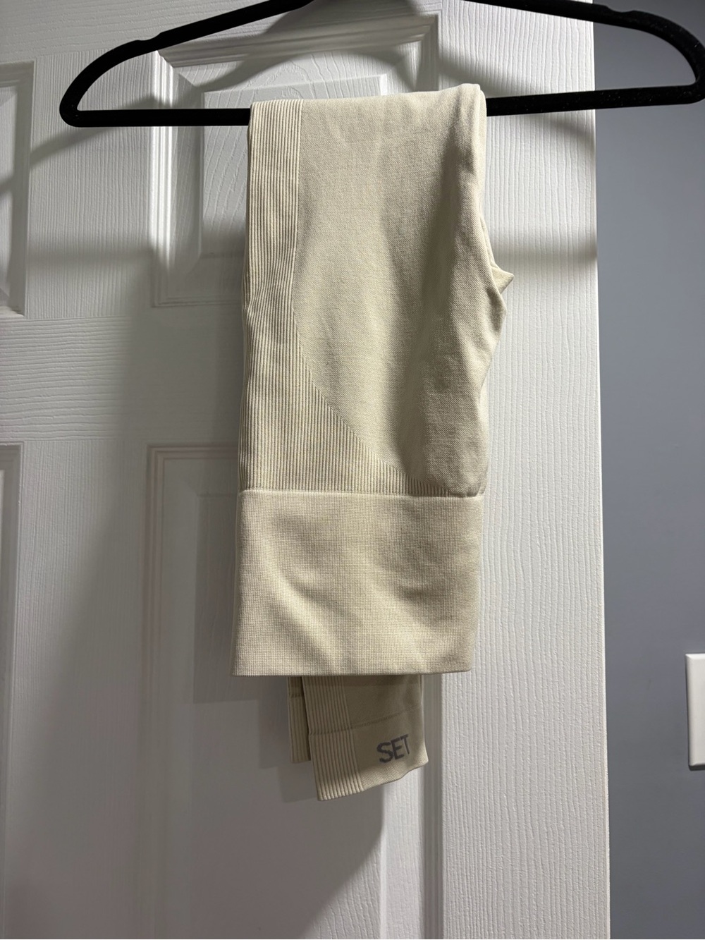 SET Active Cream Ribbed High-Waist Leggings